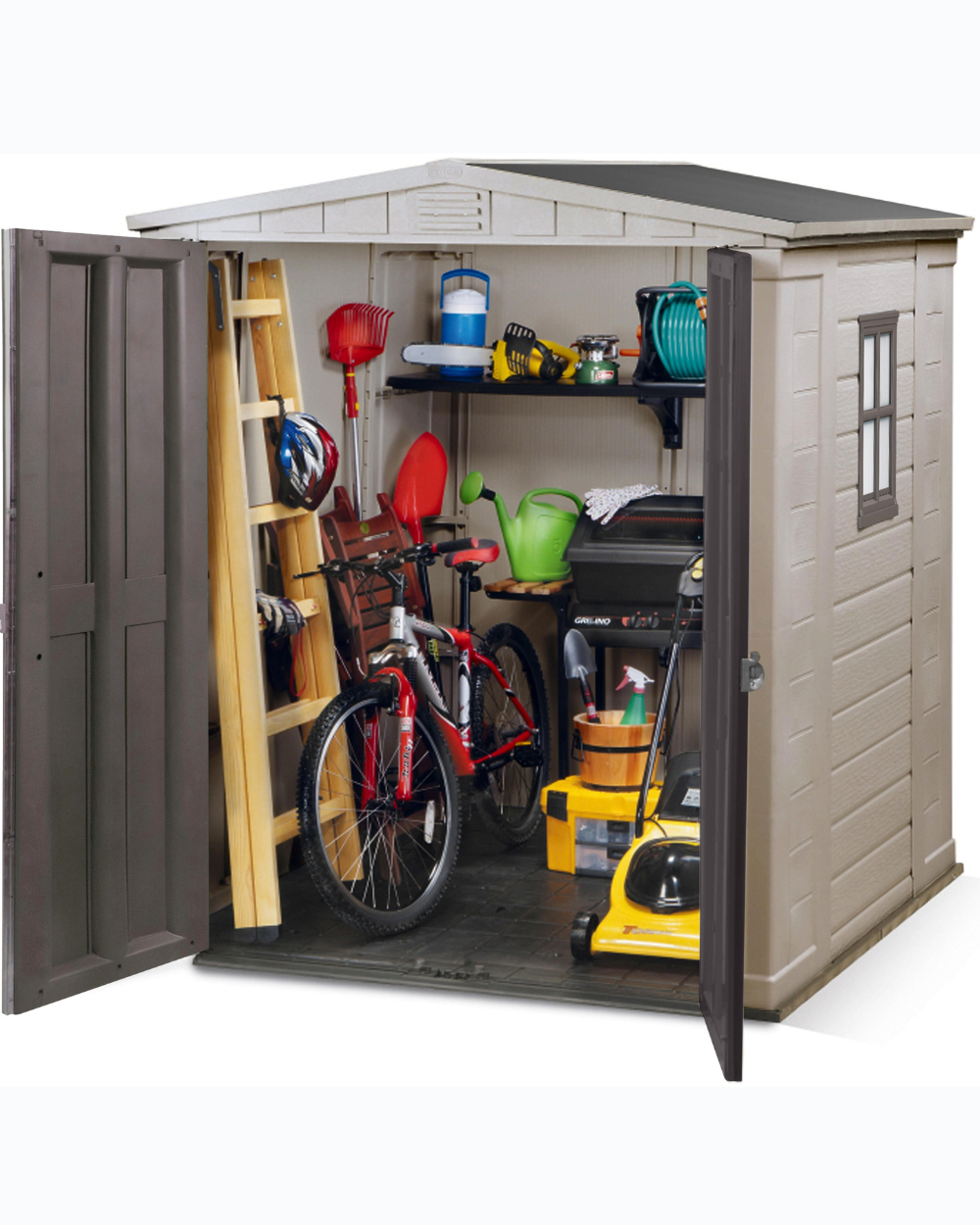 Factor 6x6 Shed Beige & Brown Dual Doors Keter