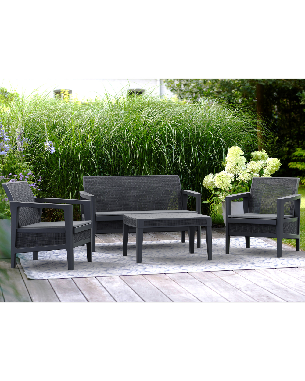 Atlas Linea 4 Seater Lounge Set Graphite Keter