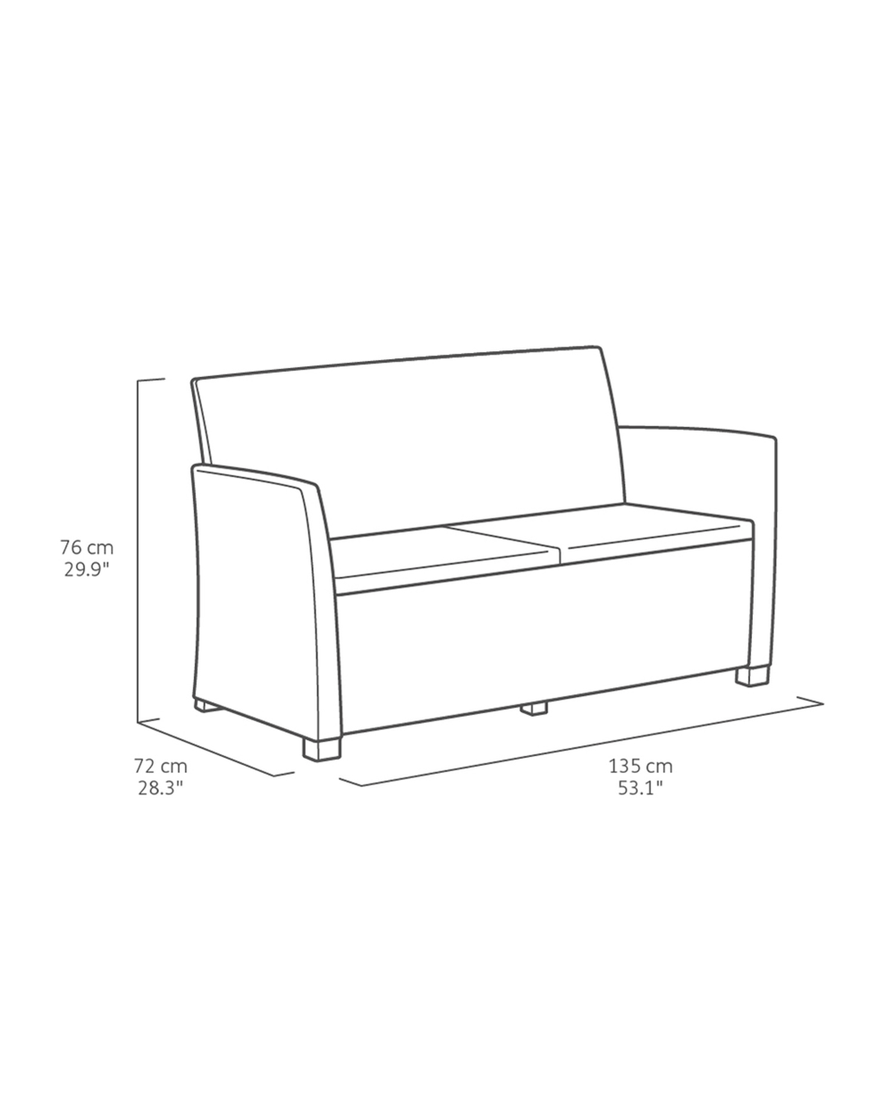 Mia 4 Seater Lounge Set With Storage Table Graphite