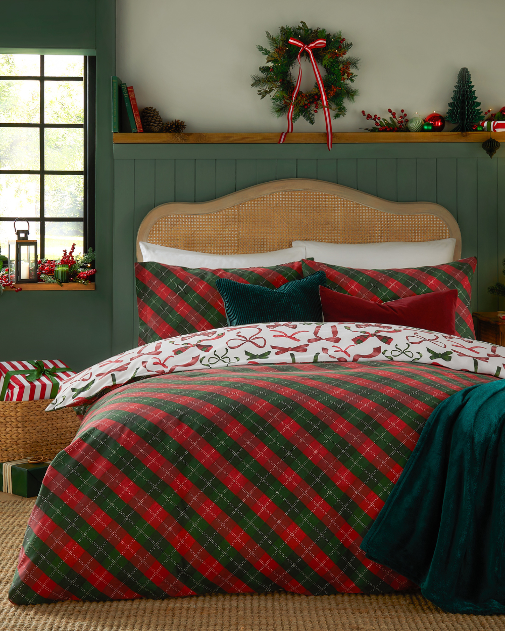 Christmas Duvet Set Bows & Tartan Single Double King