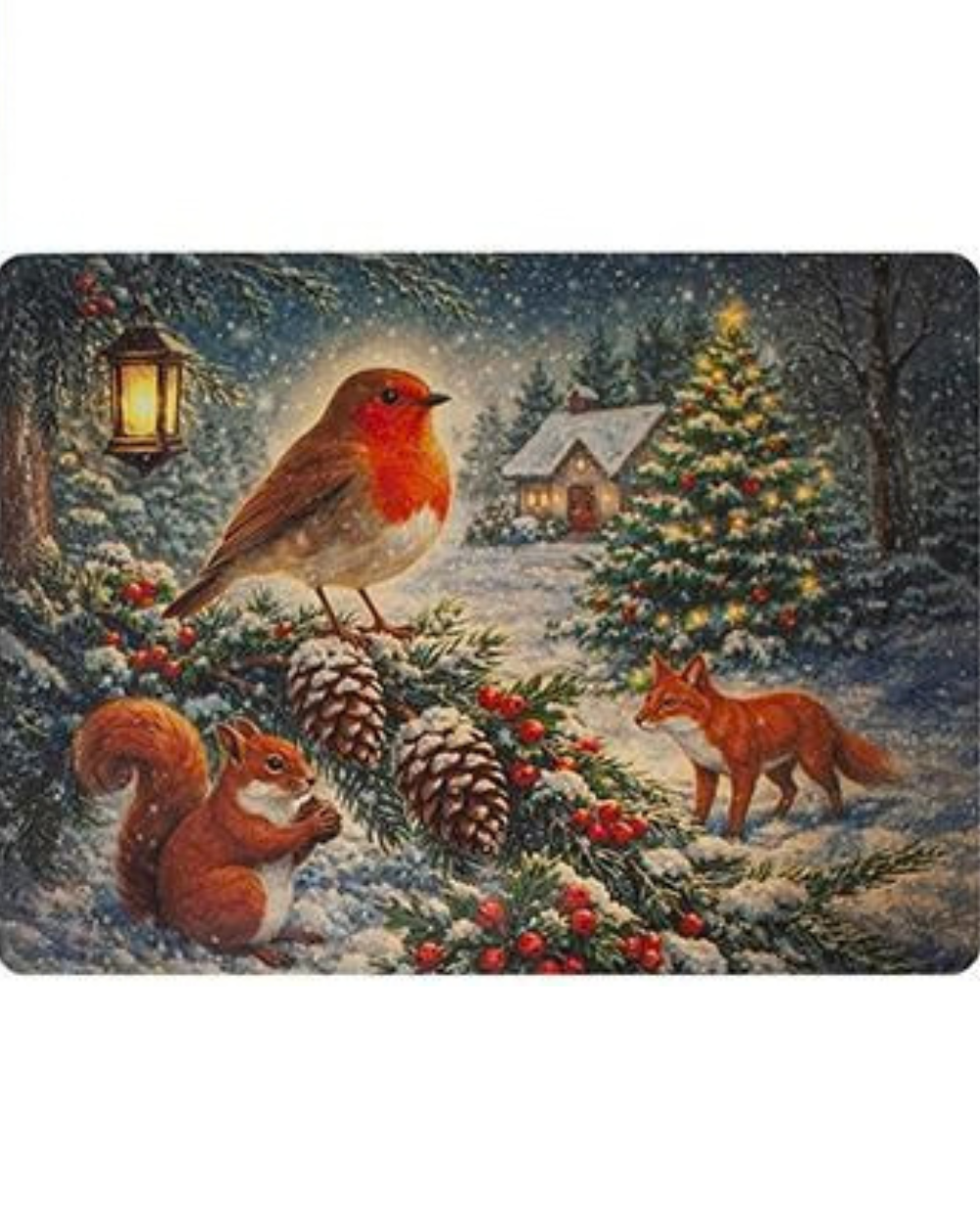 Winter Robin Cork Placemats 4 Pack