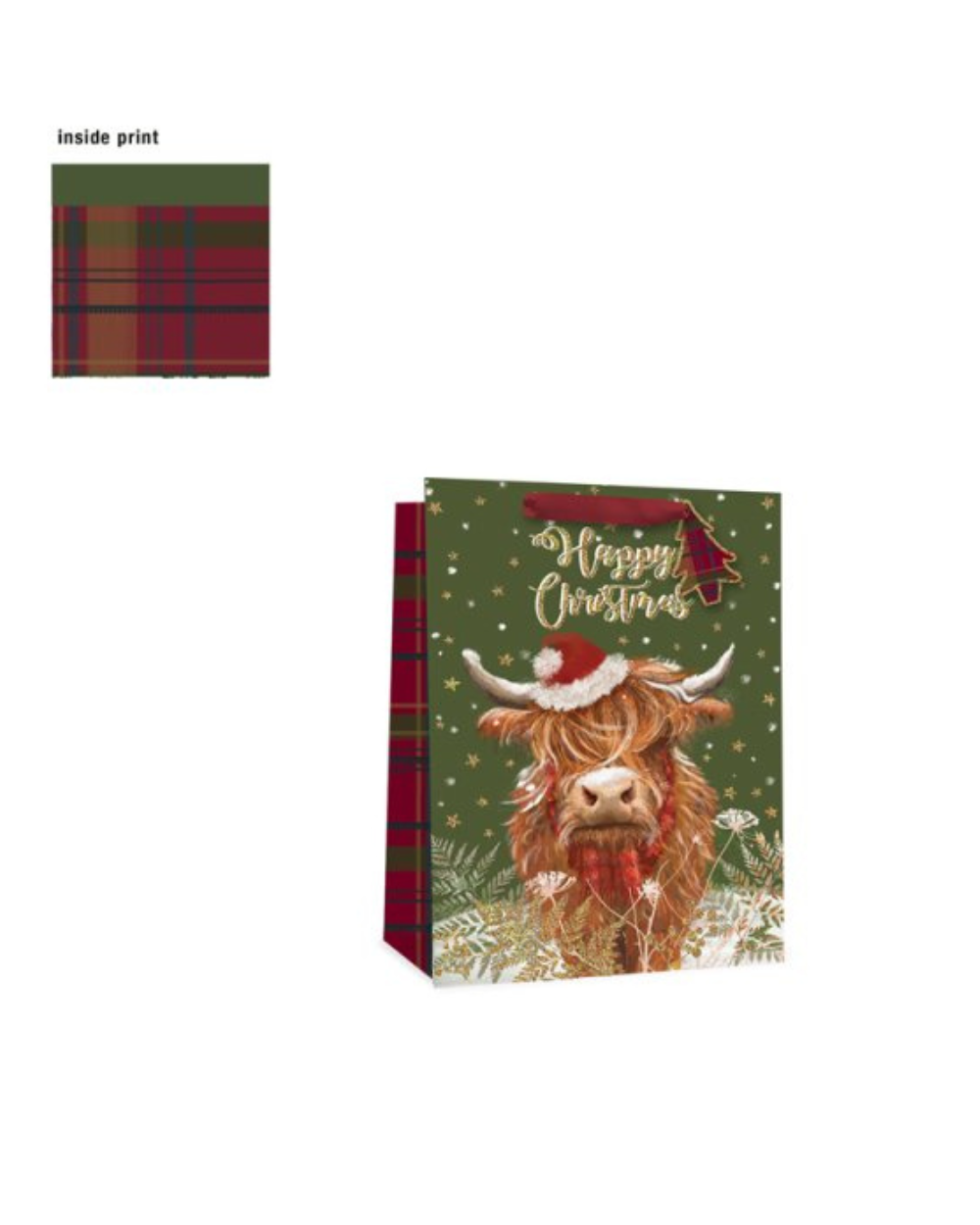 Christmas Gift Bag Highland Cow Medium