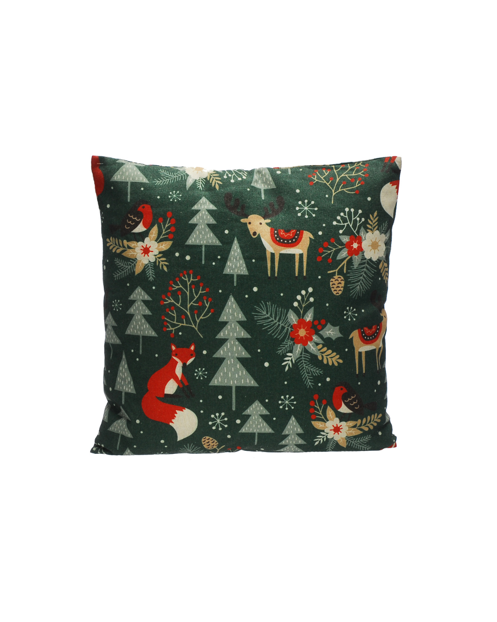 Festive Green Cushion Forest Animals 45cm