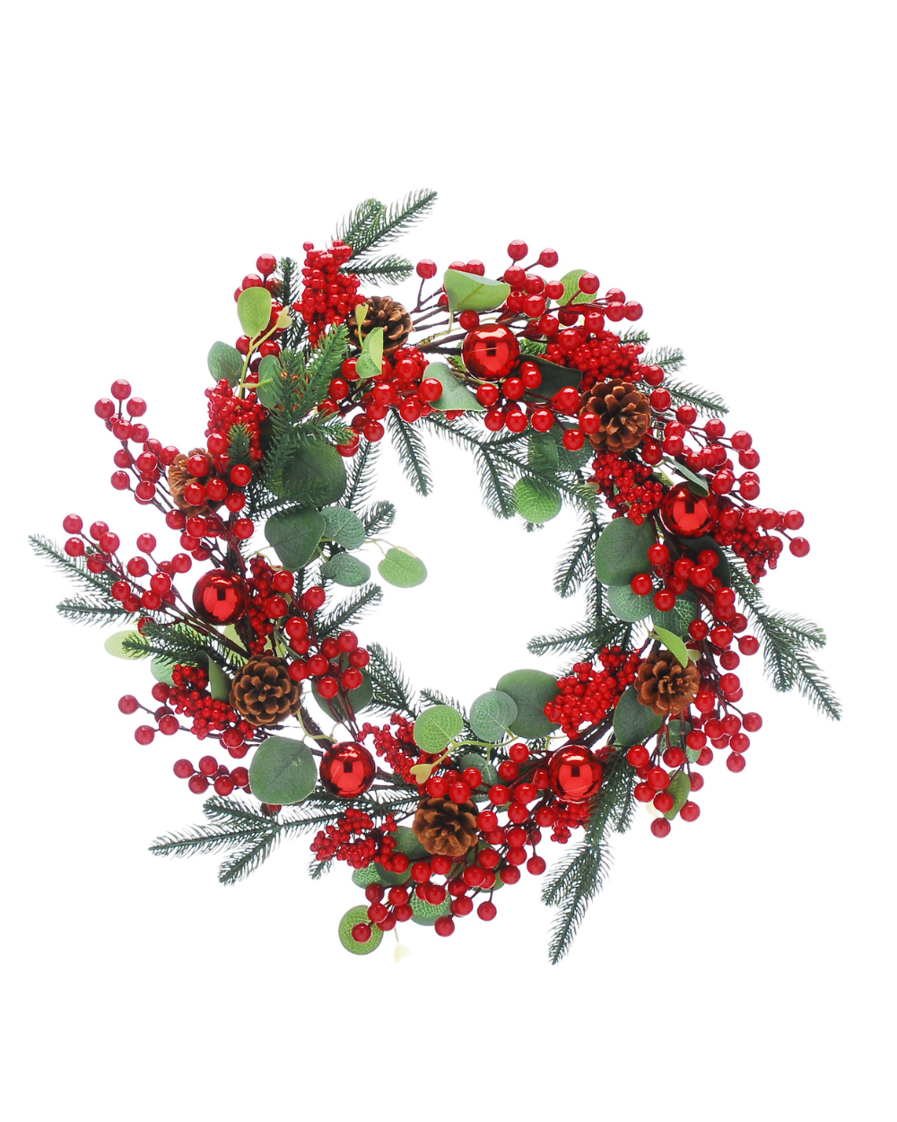 Christmas Wreath Eucalyptus & Red Berries 50cm