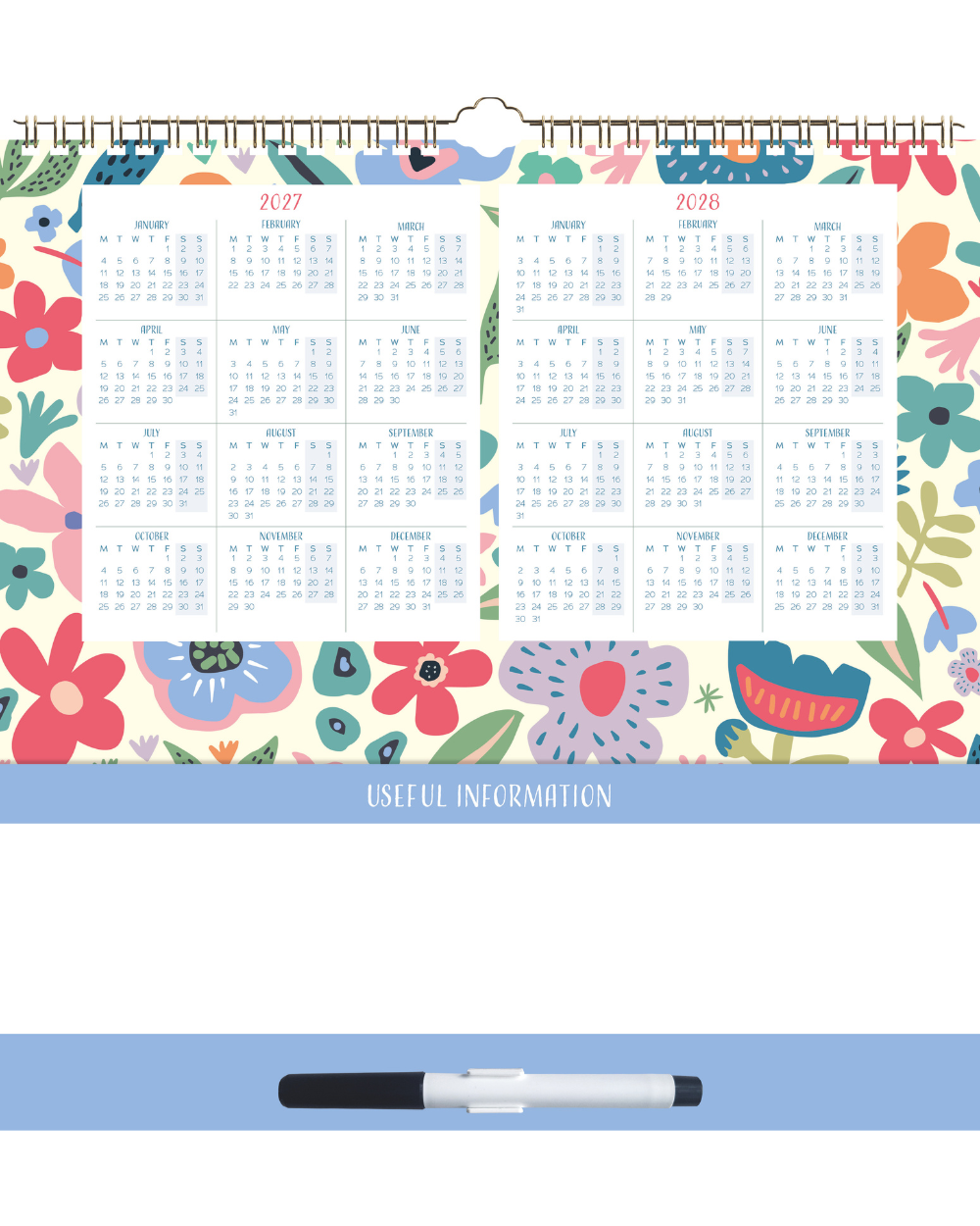 2027 Weekly Family Planner Organiser Floral