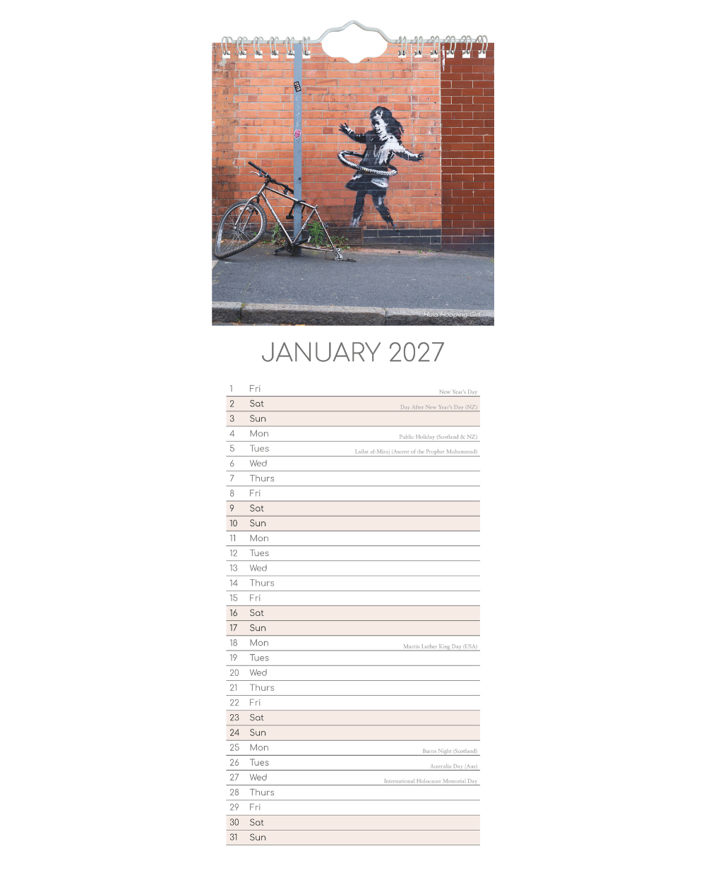 2027 Slim Calendar Urban Art
