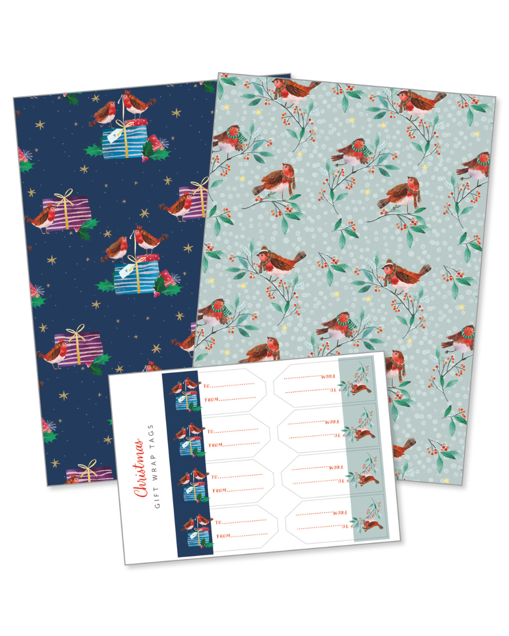 Robin Friends Christmas Gift Wrap Set
