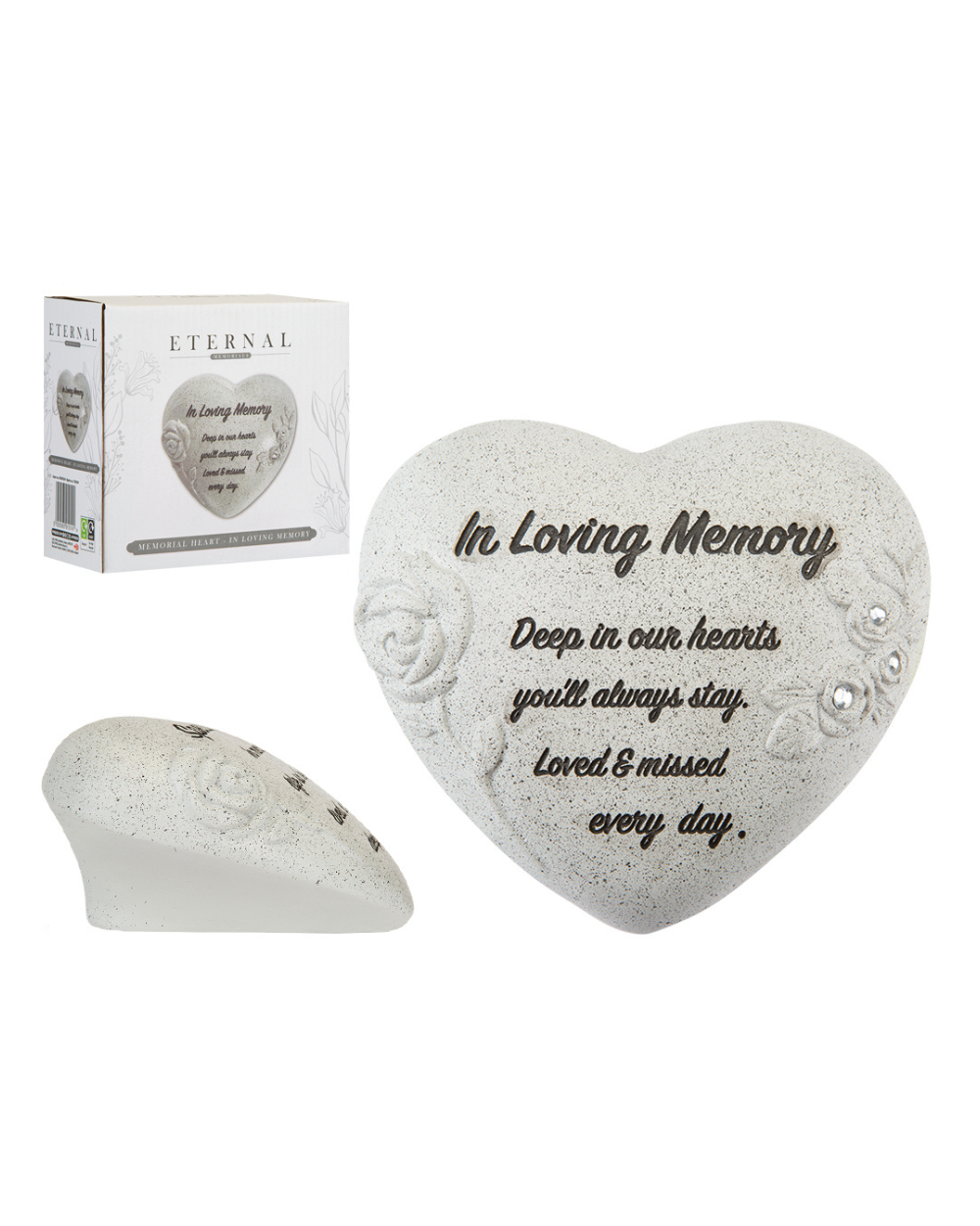 Memorial Heart In Loving Memory Flowers Diamante