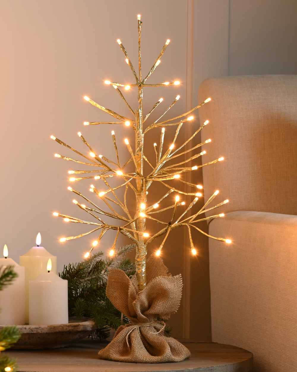 Champagne Twig Christmas Tree LED 60cm