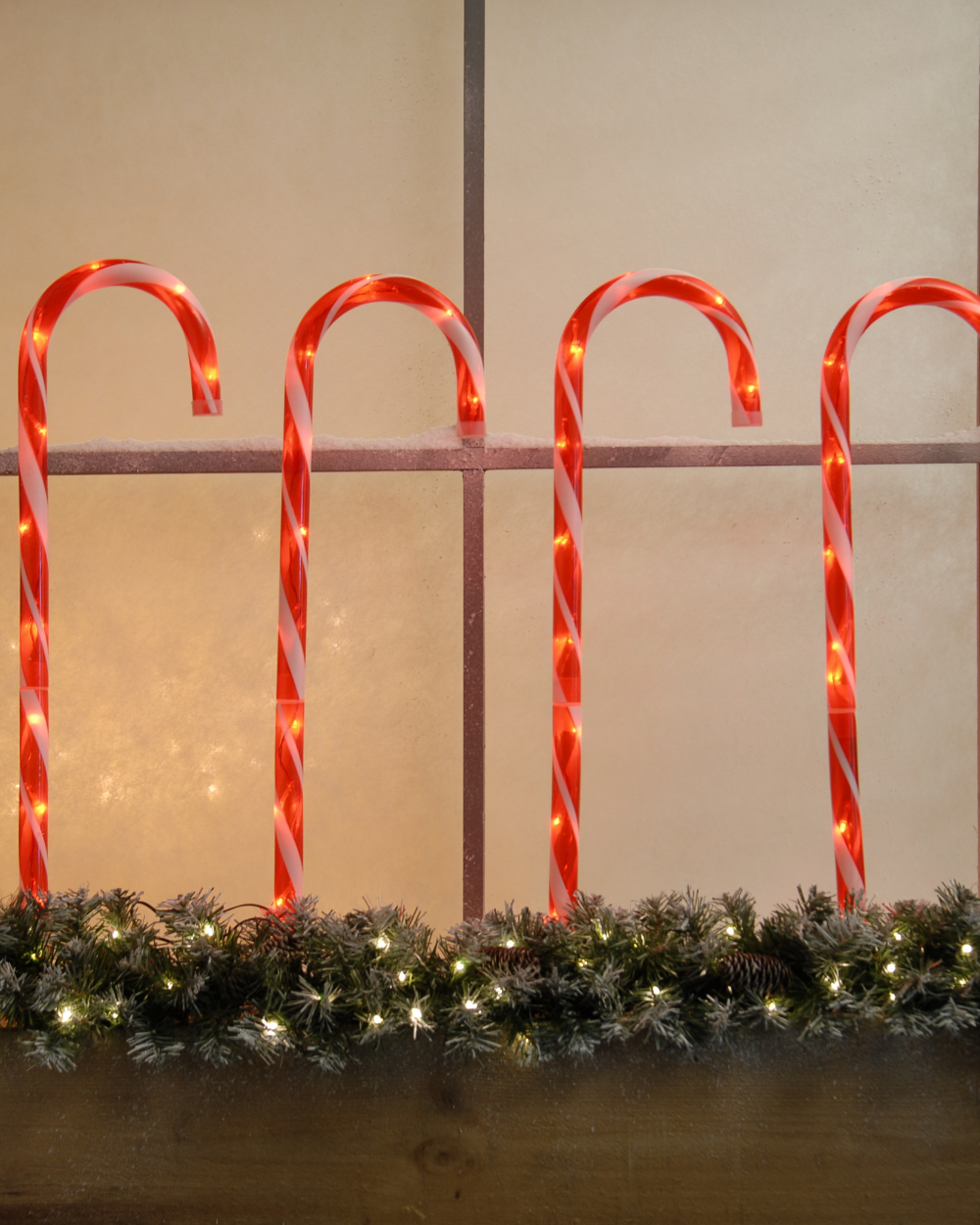Candy Cane Stake Lights Set of 4 Red White