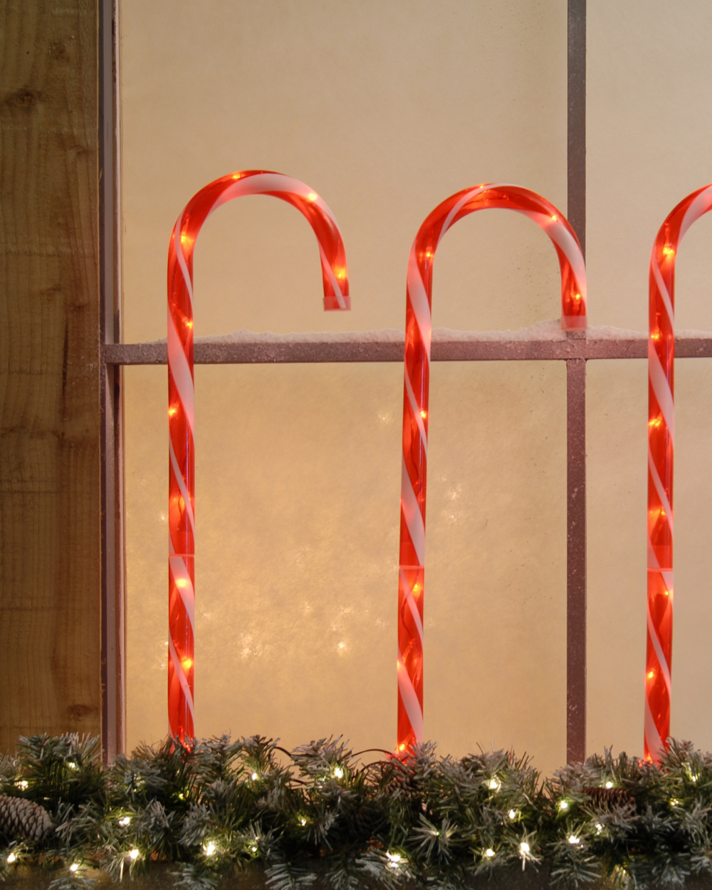 Candy Cane Stake Lights Set of 4 Red White
