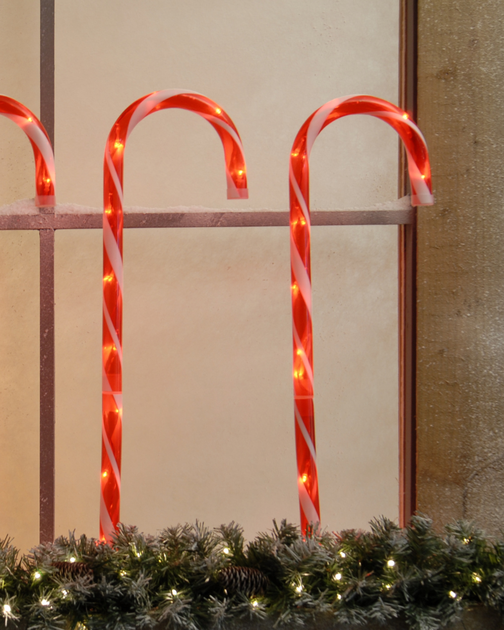 Candy Cane Stake Lights Set of 4 Red White
