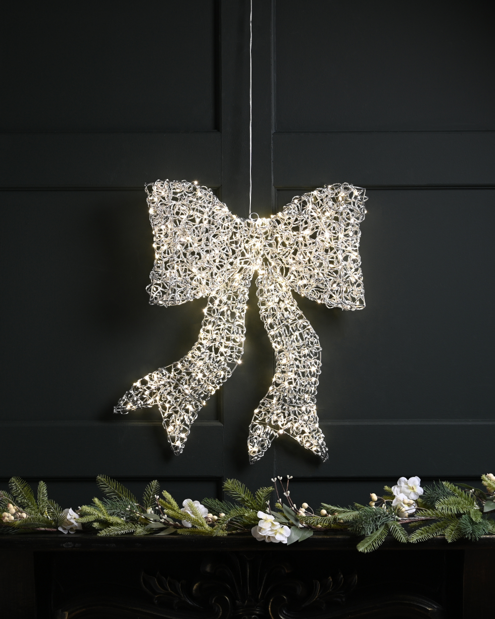 Silver Spiral Twirl Bow Light 57cm