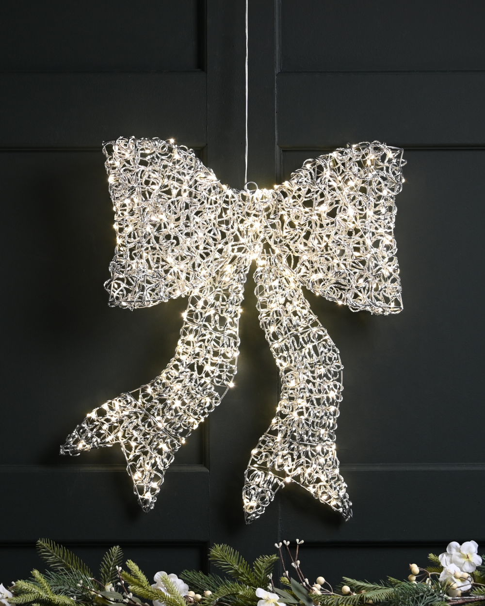 Silver Spiral Twirl Bow Light 57cm