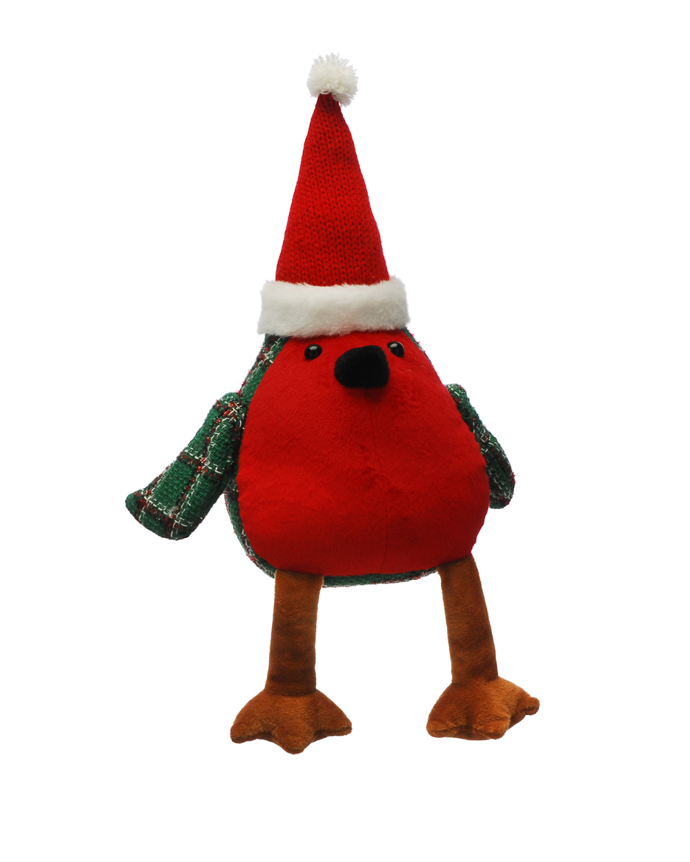 Plush Jolly Robin With Santa Hat