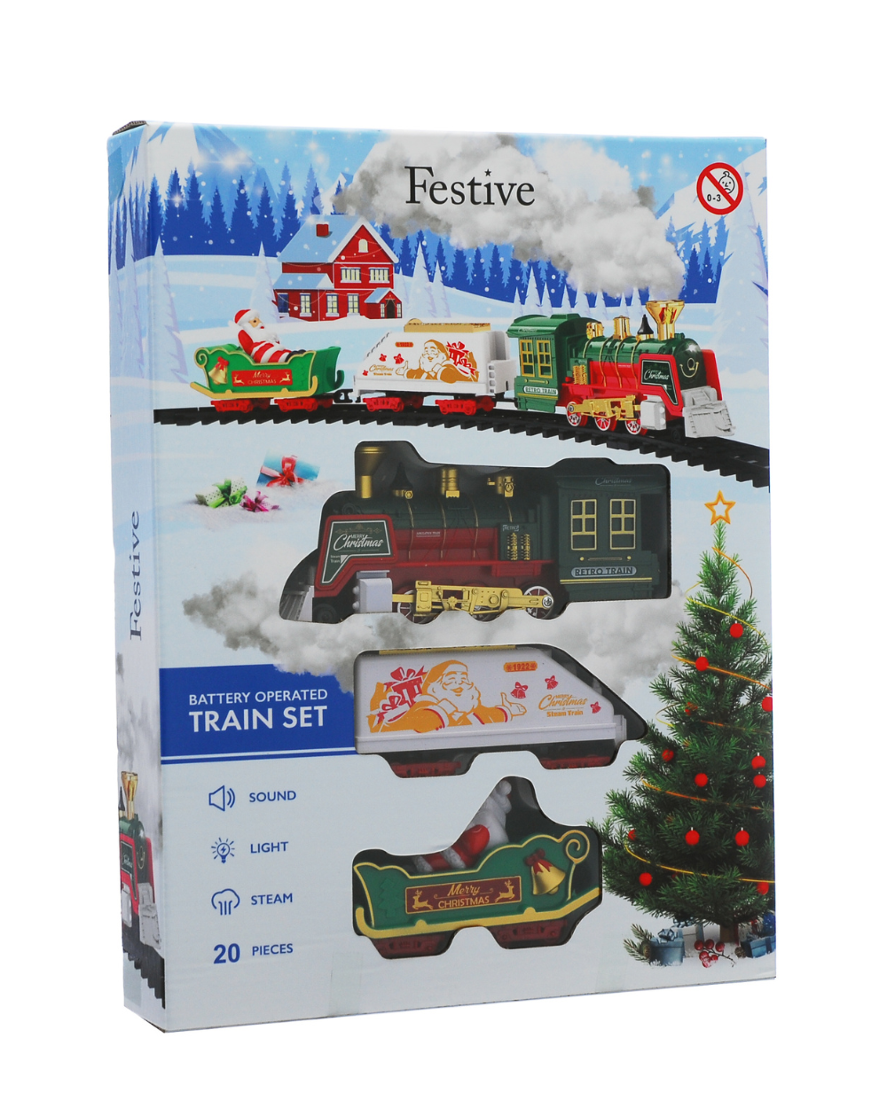 Christmas Train With Lights & Music 20pc