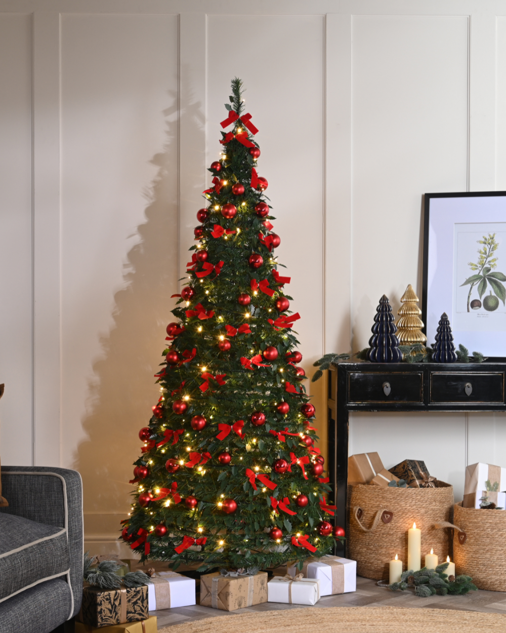 Red Bow Christmas Tree Pop Up 180cm Prelit