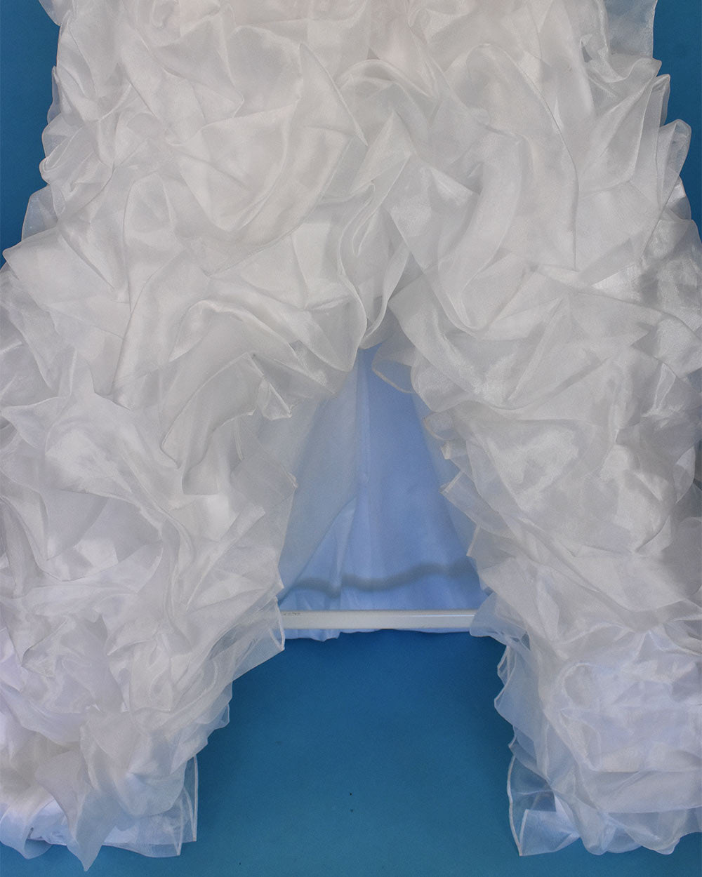 White Corset Bodice Ruffled Skirt Wedding Dress Size 8