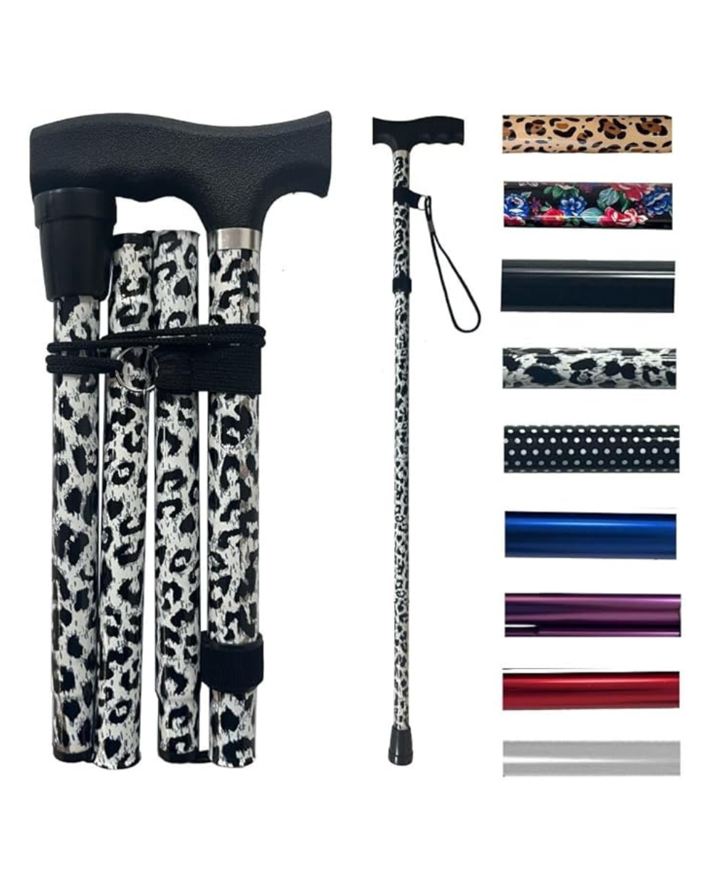 Folding Walking Stick Aid Assorted Colours