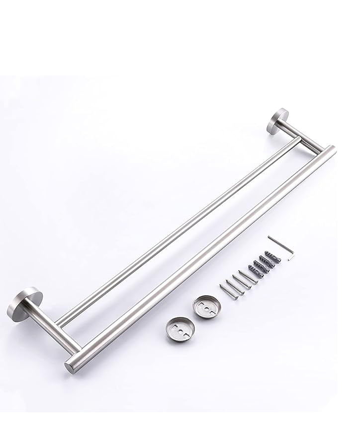 Double Towel Rail Wall Mounted Silver 58cm