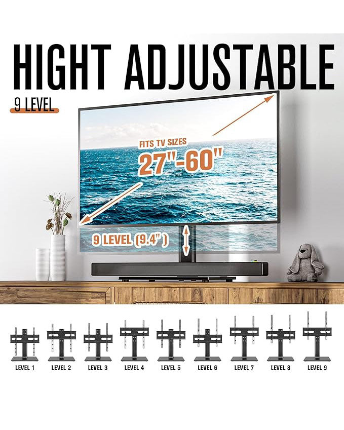 Universal Swivel Table Top TV Stand for 27-60 inch LCD LED TVs