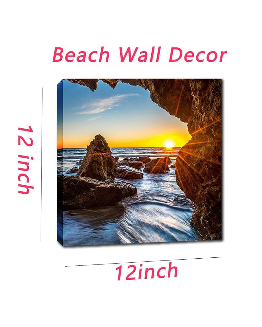 4 Panel Framed Sunrise Canvas Wall Art 16 X 16"