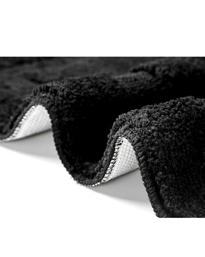 Bath Mat Sets 2 Piece Black 50x80 cm 50x40 cm