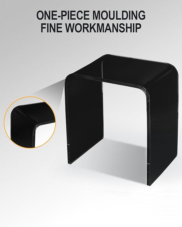 Acrylic U-Shaped Side Table Black Translucent Lightweight