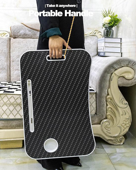 Laptop Desk Tray with Foldable Legs Cup Slot Black Pattern