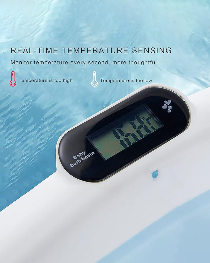 Foldable Baby Bathtub Temperature Sensing Blue