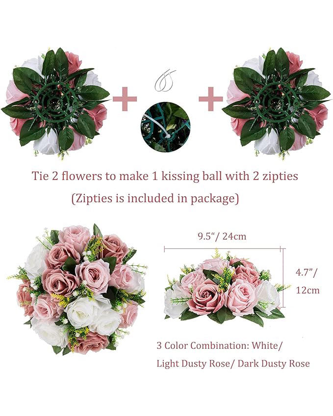 BLOSMON Artificial Flower Centrepieces 10pcs Dusty Rose