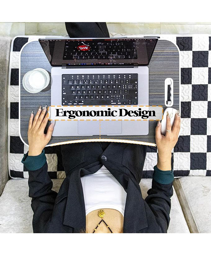 Laptop Desk Tray with Foldable Legs & Cup Slot Black