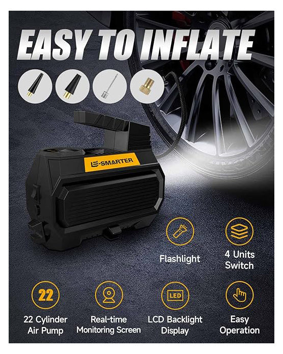 E-SMARTER Car Tyre Inflator Air Compressor