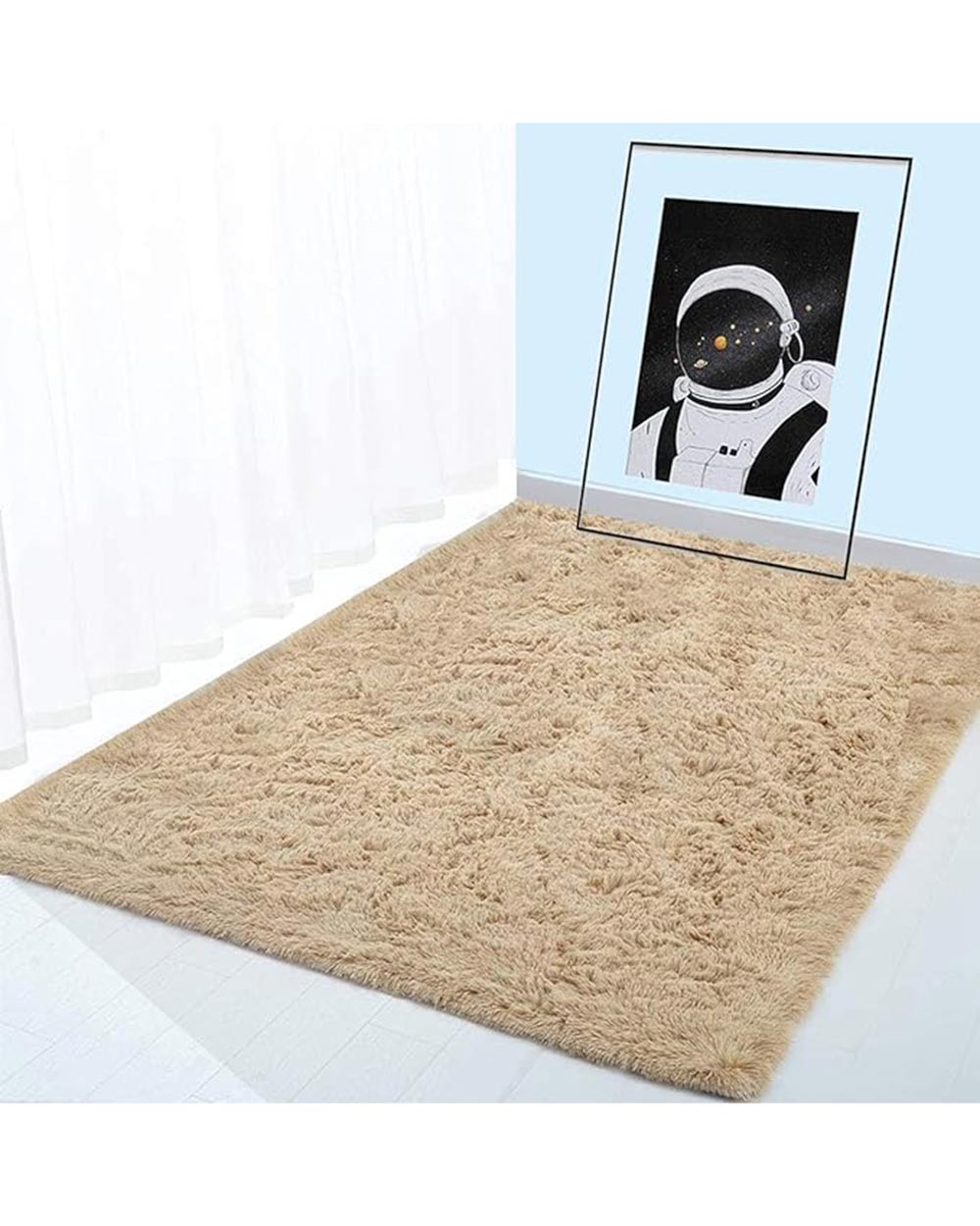 Large Fluffy Rug 5ft x 7ft Camel