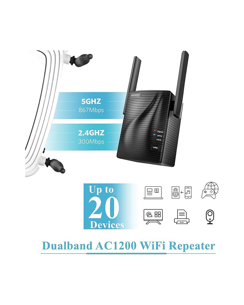 Rockspace AC1200 WiFi Range Extender Dual Band WiFi Boost