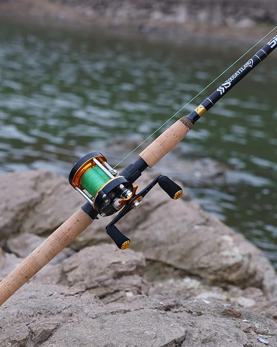 7’ Fishing Rod Reel Casting Combo Round Gold