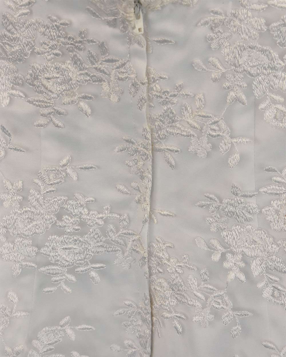 White Strapless Floral Lace Wedding Dress