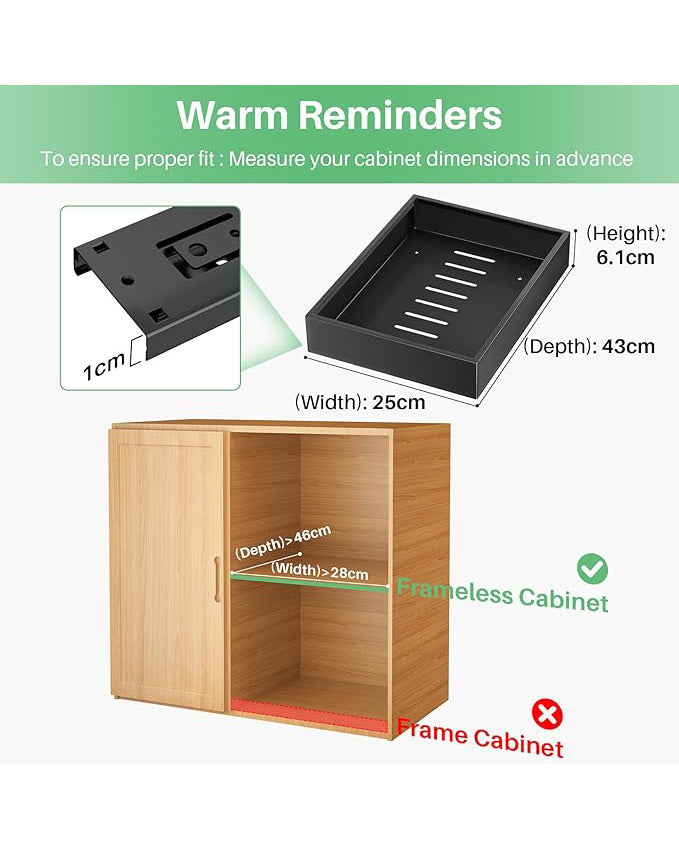 Pull Out Cabinet Organiser Heavy Duty Drawer Black 1pc
