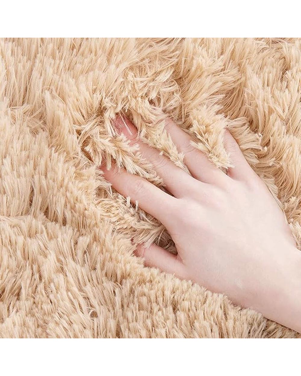 Large Fluffy Rug 5ft x 7ft Camel