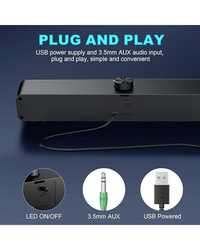 Hpylife H Computer Speaker for Desktop, Laptop, MP4, Plug and Play