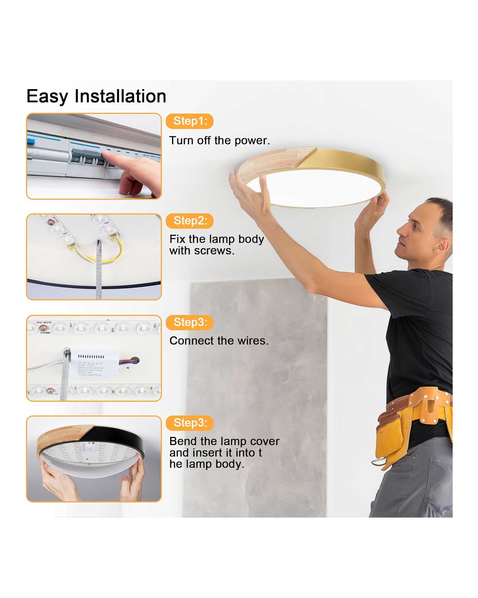 LED Ceiling Light Panel 50W 5000LM Gold 50cm