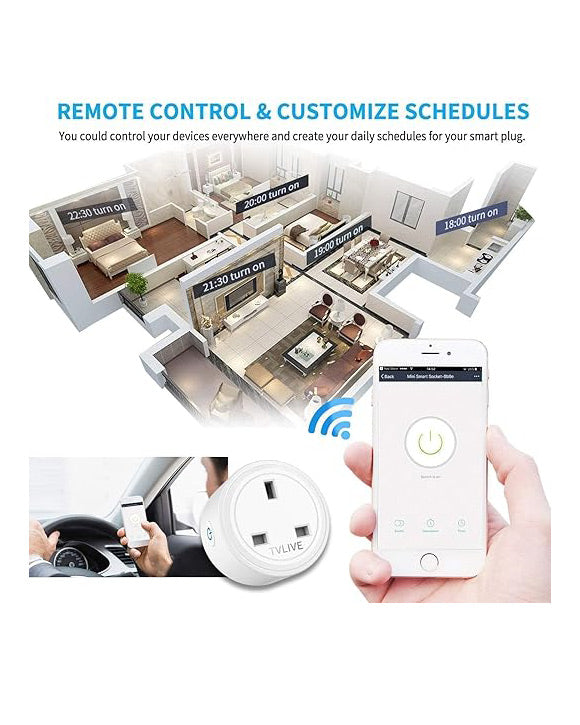 TVLIVE 2 Pack 13A Smart Plugs Wireless Smart Socket