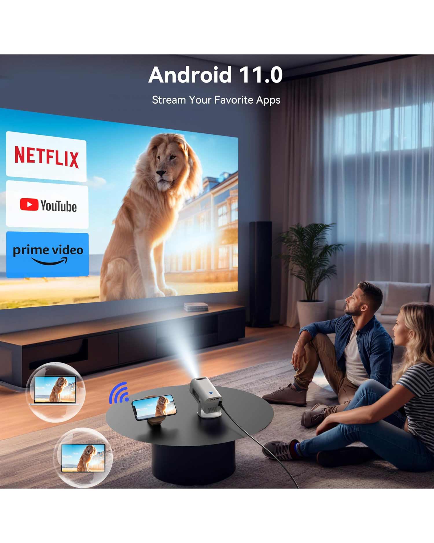 Polocsh Mini Portable Outdoor Projector iOS Android HDMI