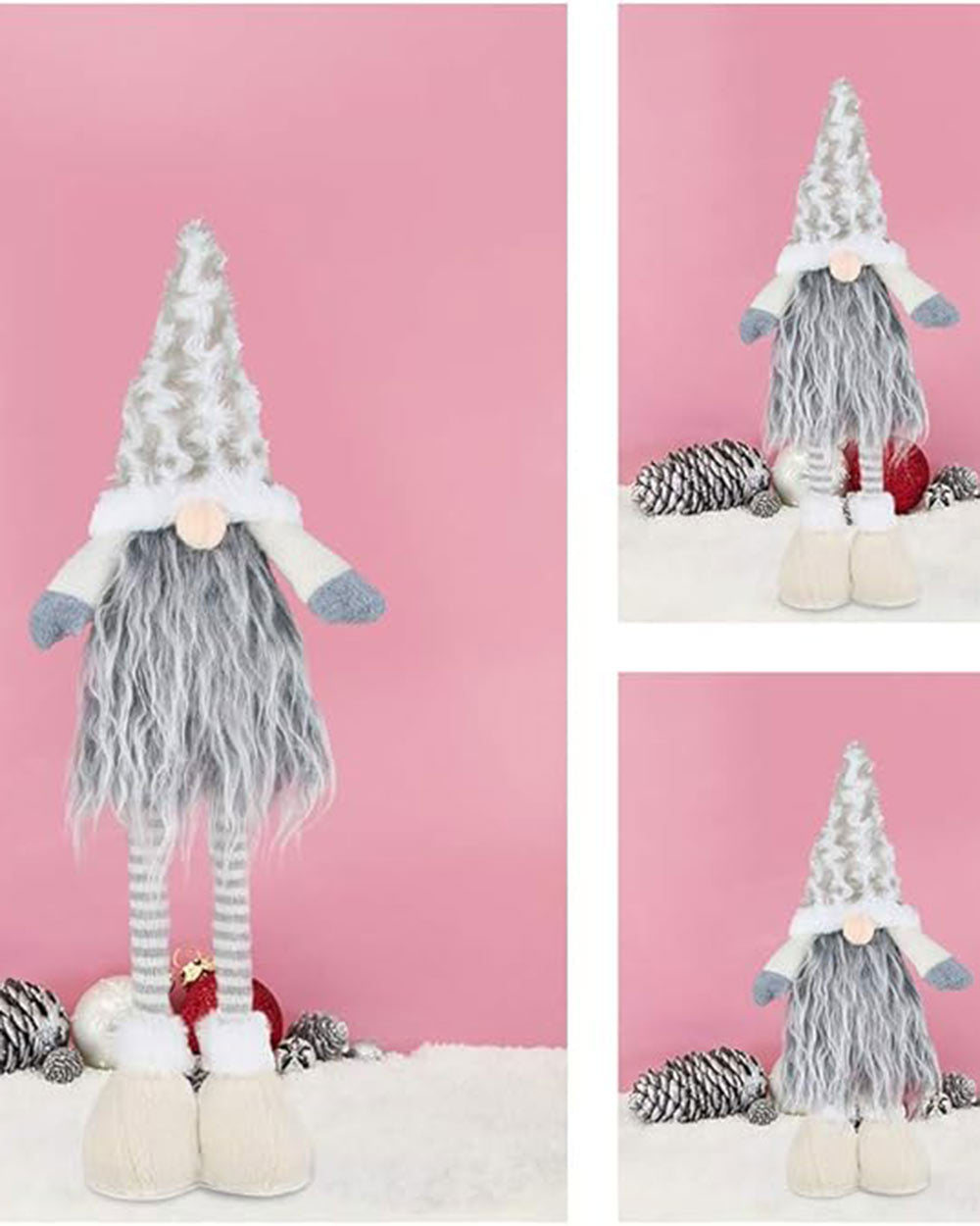 Christmas Gonk Extendable Legs Ornament Grey