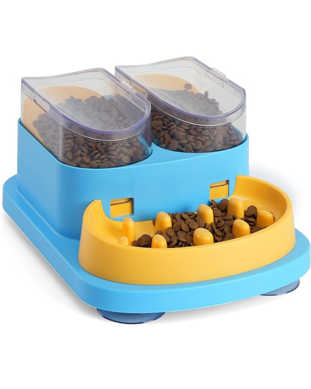 Double Food Bucket Slow Feeder Dog Bowls Puzzle Toy Blue