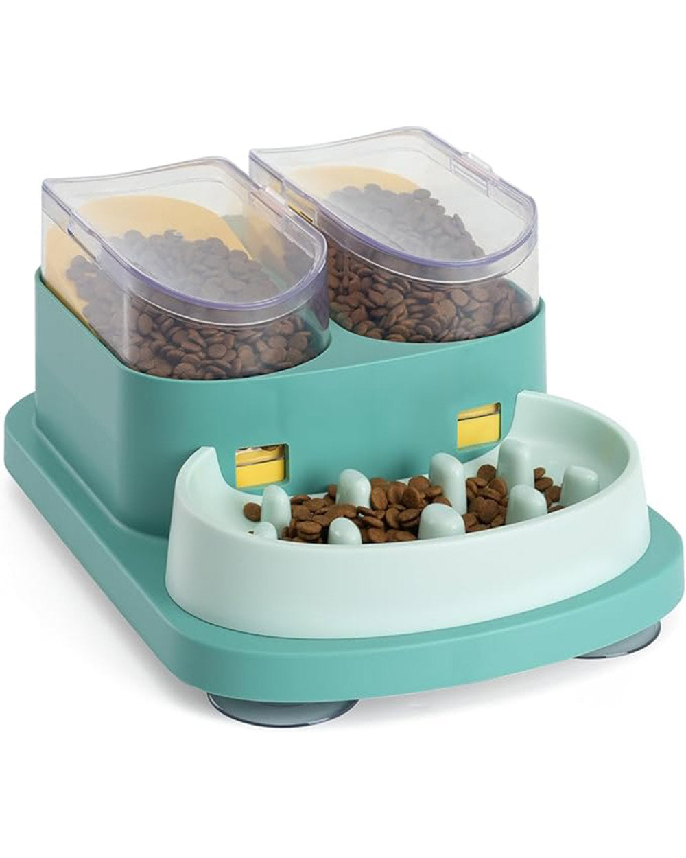 Double Food Bucket Slow Feeder Dog Bowls Puzzle Toy Green