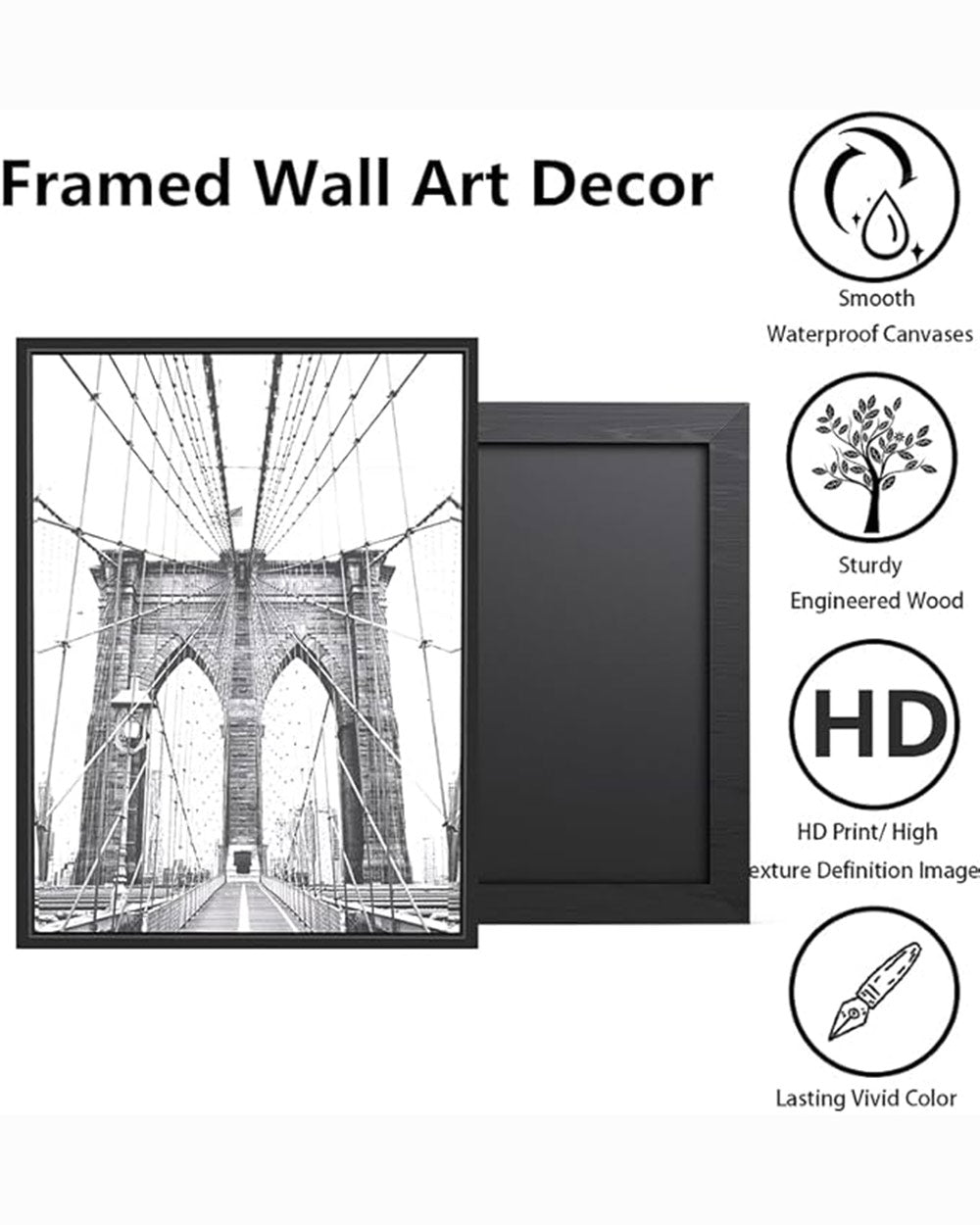 Black & White New York Modern Framed Wall Art Posters 3 PC 24"x32"