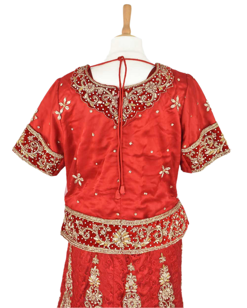 Red 3 Piece Bridal Peplum Lehenga Dupatta Size 12-14