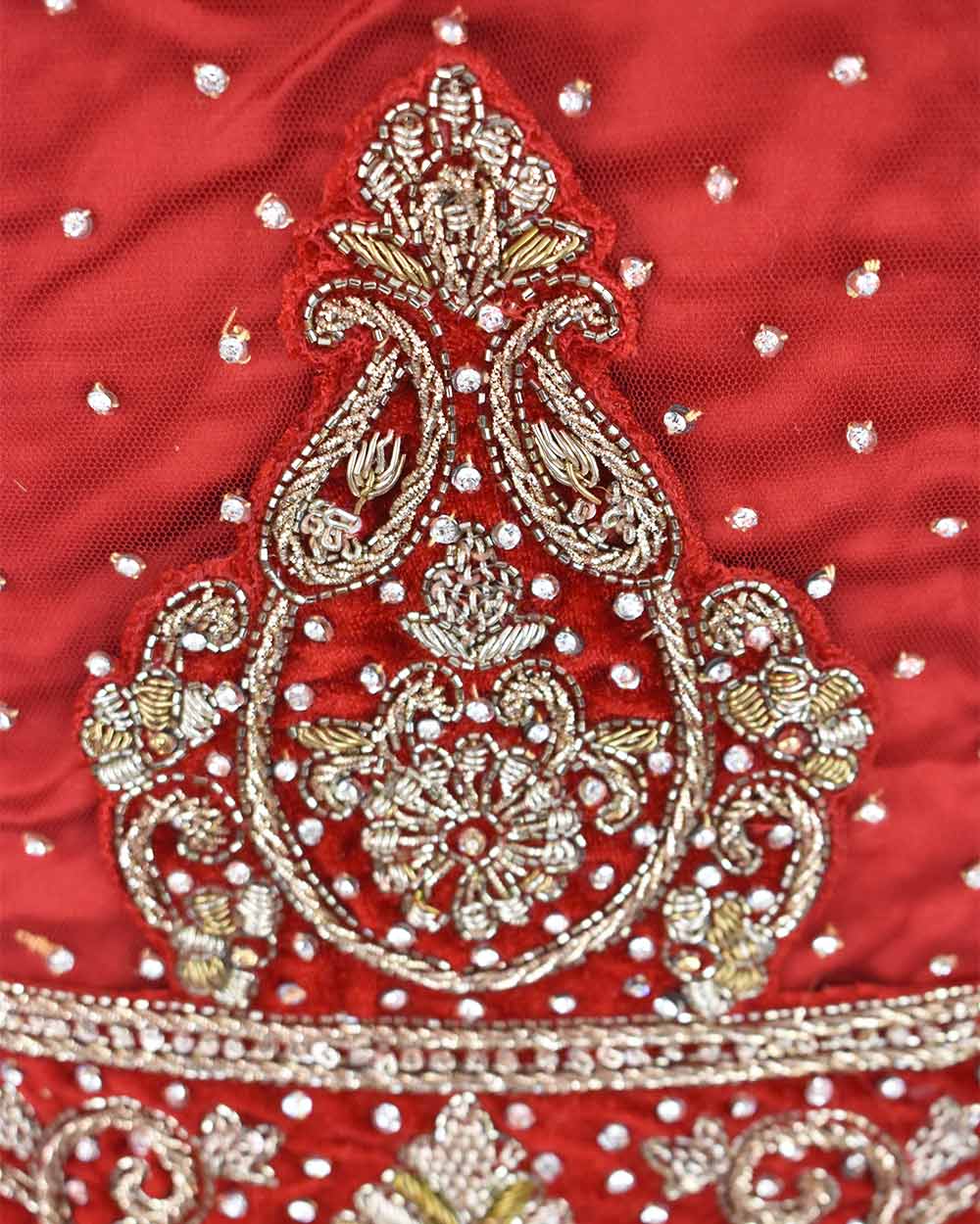 Red 3 Piece Bridal Peplum Lehenga Dupatta Size 12-14