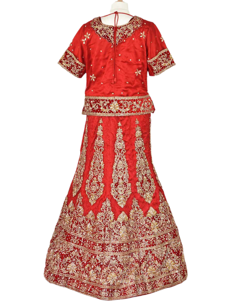 Red 3 Piece Bridal Peplum Lehenga Dupatta Size 12-14